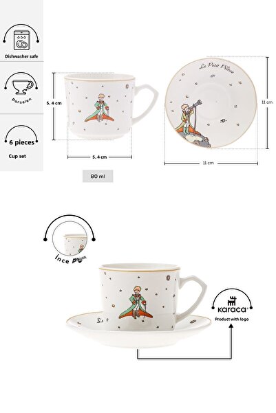 Karaca Little Prince Coffee Cup Set for 6 People 80 ml