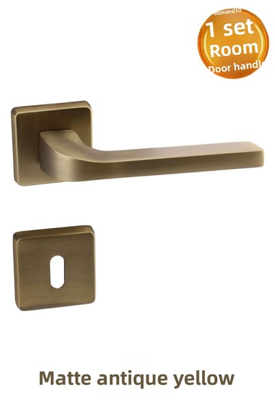 Badem10 Tog Antique Yellow Mâner de ușă de cameră cu rozetă pătrată Mâner de ușă glisantă și din oțel compatibil dreapta stânga Mânere potrivite