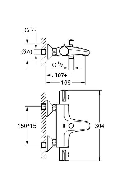 Grohe Grohtherm 800 Thermostatic Bathroom Faucet Matte Black - 1022032430