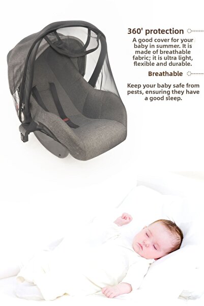 mordesign Baby Luxury Stroller/Auto Seat Fly Screen, Sahra Series, Black (COMPATIBLE WITH ALL BABY PUSET/OTO SEAT)