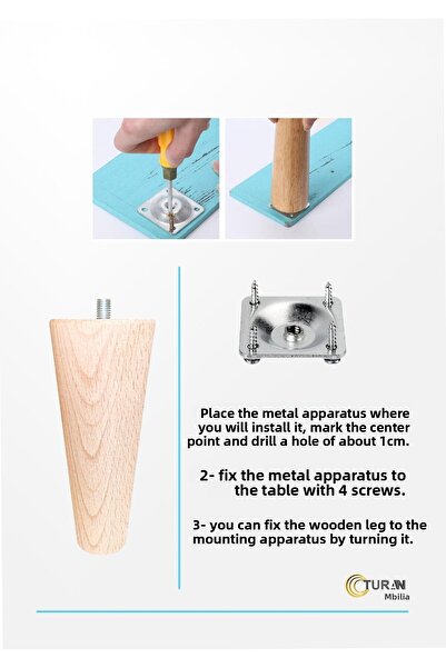 turanahşap Picior conic din lemn - Lungime: 10 Cm / Diametru: 5,5 Cm // Livrare cu dispozitiv de conectare! ! !