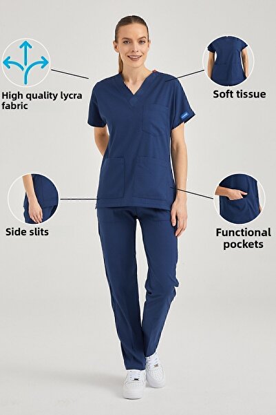 Pozitif Üniforma Petrol Blue Lycra Nurse Jersey Κάτω επάνω χειρουργική στολή Scrubs Ομοιόμορφη χειρουργική φανέλα