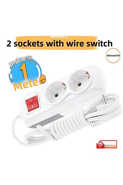 Badem10 مجموعة مقبس التوصيل المقرنة 1 متر مؤرضة ومفتاح ومقبض متعدد الكابلات 2 معلقة تمديد