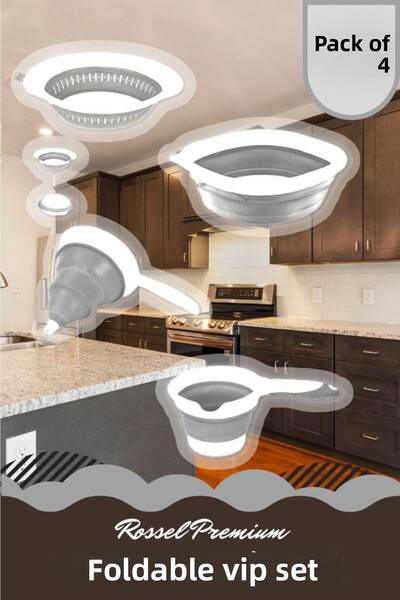 Rossel Premium طقم مطبخ قابل للطي من Vip Acordeon مصفاة بيضاوية-باديا-قمع-كاي...