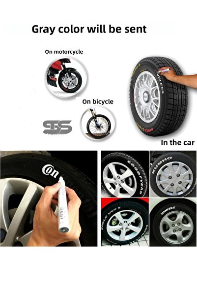 Adil Baba Paint Marker Car Paint Pen For All Surfaces Car Oil Paint Mark Pen Gray Color 1 Piece