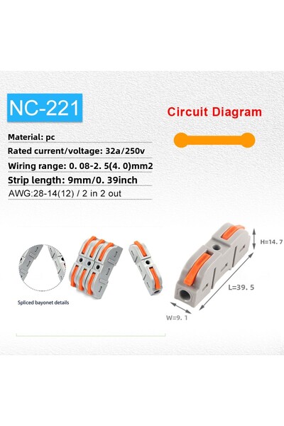 Choice 34 قطعة 34/50 قطعة موصل سلك رافعة للتوصيل السريع 28-12 AWG موصل سلكي 1 إلى 1