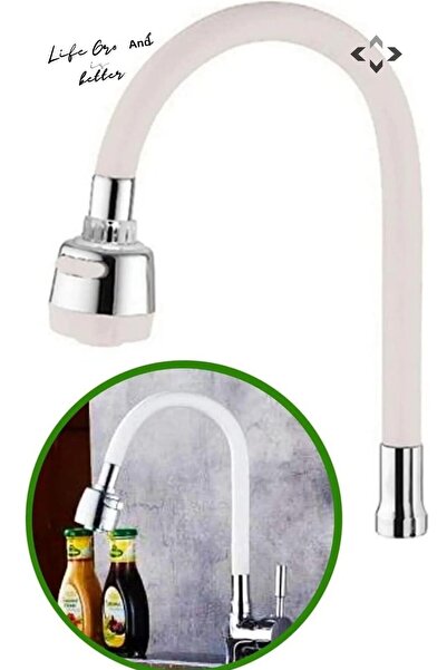 LİGROUND خرطوم صنبور سيليكون أبيض فاخر ذو وظيفتين - رأس متحرك وكوبار