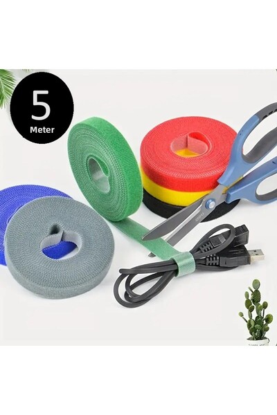 SARFEX 5 Meters X 1 Cm Cuttable Velcro Stabilizer Cable Organizer - Reusable