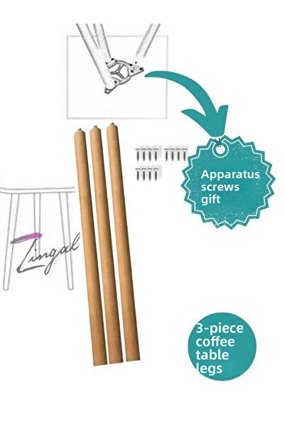 HAMADEX Picior de masă din lemn 38 cm, 3 bucăți, brut (3 bucăți de aparatură ...