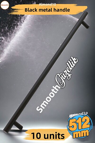 Badem10 قضيب 10 قطع مقبض معدني أسود (512 مم - 51.2 سم) مقبض أثاث درج المطبخ ومقبض خزانة الملابس