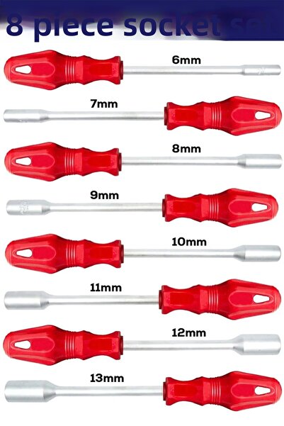 MOONSHOP Pro Series 6-7-8-9-10-11-12-13 8-Piece Socket Set Socket Screwdriver...
