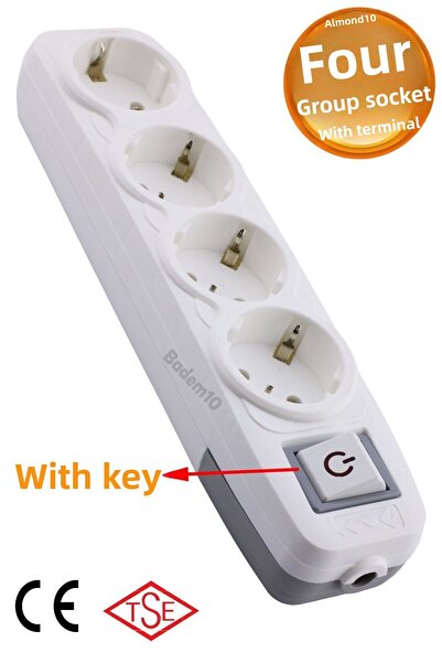Badem10 4 مجموعة مقبس بتبديل محطة التوصيل المقبس مؤرض مجموعة متعددة المقبس مضاعف رباعي لاسلكي