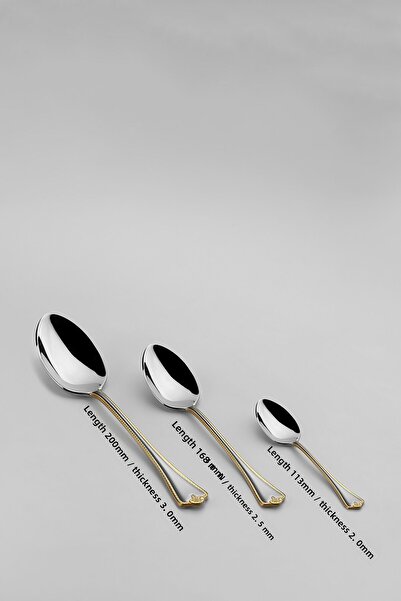 Nehir Fulya Altın Saten 6-Person 30-Piece Cutlery Set with Box