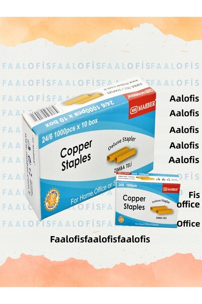 Maber سلك تدبيس 24/6 1000 × 10 قطع من النيكل الذهبي مادة متينة غير مشوهة