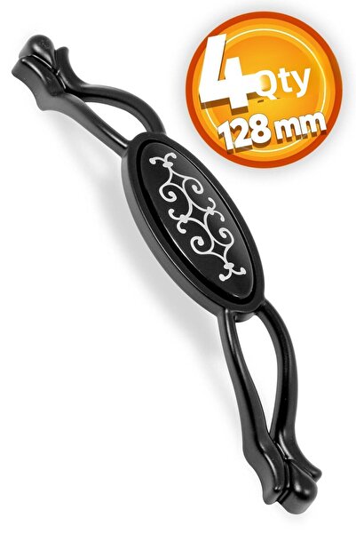 Badem10 Black Metal Handle (128Mm-12.8Cm) 4Pcs Kitchen Drawer