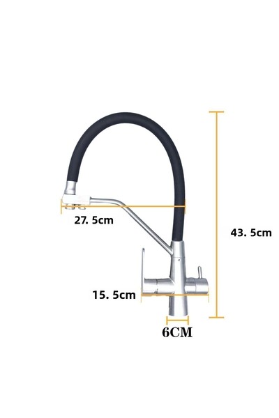 FLEKO New Purified Black Flexible Pipe Sink Faucet