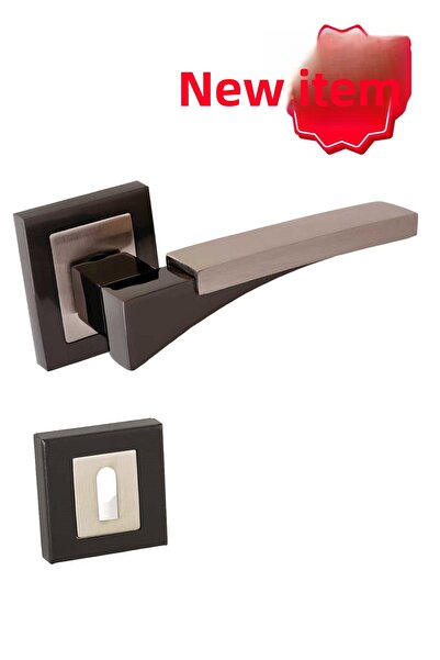 Sofuoğlu Mâner de ușă de cameră din Zamak cu rozetă pătrată din satin negru mat Coral de lux