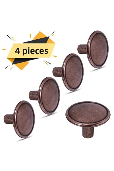 Badem10 4 bucăți de metal circular învechit antic - mobilier, sertar de bucătărie, dulap și mâner cu încuietoare