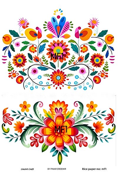 Baykuşca سلسلة هنغارية MF1 - ديكوباج نحاسي فلكلوريك 30*42 سم، نمط ملون