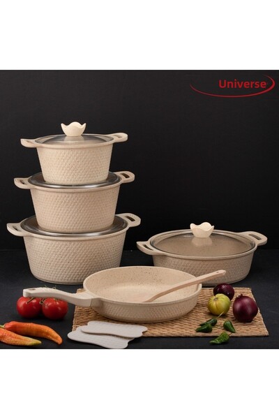 Evren 9 Piece Cream Crystal Cast Pot Set