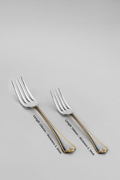 Nehir Fulya Altın Saten 6-Person 30-Piece Cutlery Set with Box