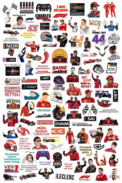 MS Major Selection Formula 1 Rally Pilots Laptop Notebook Phone Case Sticker Pack