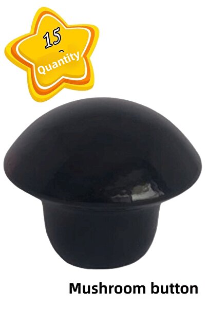 GLASWEN 15 قطعة زر الفطر الأسود مقبض الأثاث درج خزانة مقبض الباب مقبض معدني ا...