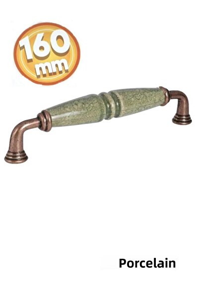 Porcellana Perla VERDE-CUPRU-(16cm)-Mâner metalic din porțelan Mâner dulap sertar Mobilier Bucătărie Kulb-İnci160mm-STK3320