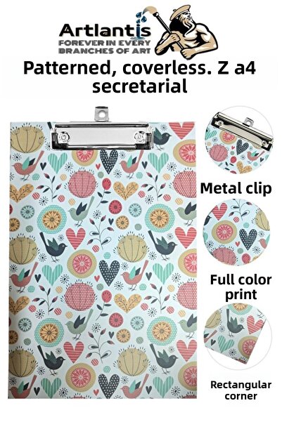 Artlantis Patterned Secretarial Coverless A4 1 Piece Colored A4 Coverless Sec...