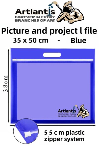 Artlantis ملف مشروع بلاستيكي بسحاب مقاس 35 × 50 سم مع مقبض واحد مقاس 38 × 55 ...