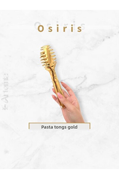 DMR LİFE Osiris Model (8) Piece Gold Sauce Serving Set and Tongs Serving Presentation Set (18/10)