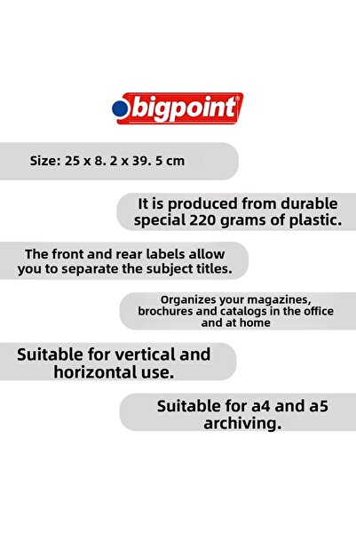 Bigpoint Πλαστικός φάκελος συμβατός με A4 και A5, ανθεκτικό κόστος ABS, κάθετη και οριζόντια χρήση