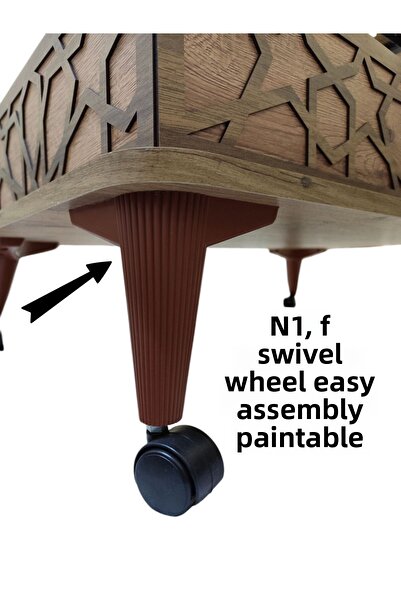 OnurMobilyaEvimde 4 Καρύδια 360 ° Περιστρεφόμενο έξυπνο τραπεζάκι σαλονιού Μαγικό σετ ποδιών τραπεζιού σαλονιού με ρόδες