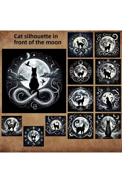 Pink Swan Craft صورة ظلية عتيقة للقطط مكونة من 12 قطعة - مجموعة ملصقات لاصقة ...