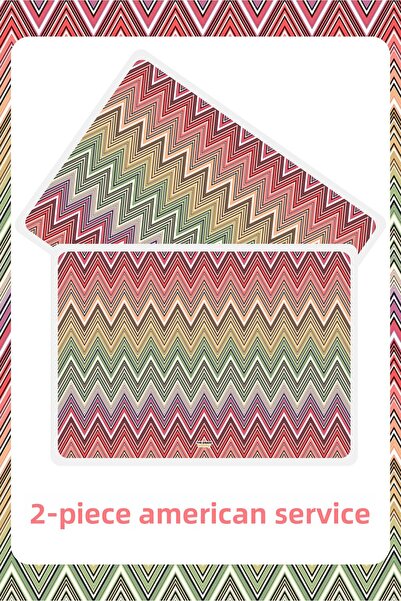 The Grade American Service 2 bucăți model în zig-zag Serviciu american colora...