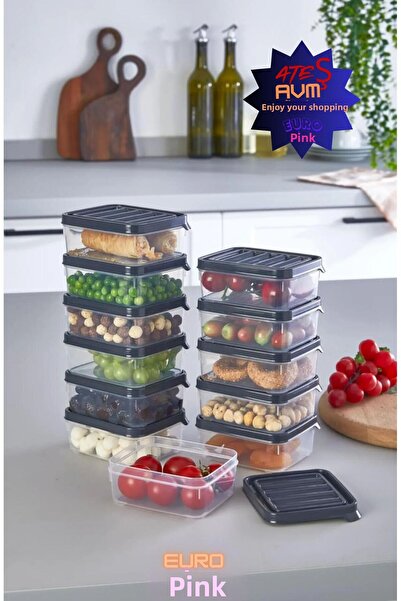 Euro Pink 12 Pieces 250 ml Storage Container - Refrigerator Organizer 12X250Ml