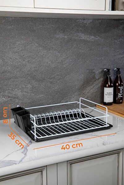 Doreline Stainless Metal Plate Dish Rack Dish Basket Thermo Plastic Coating White