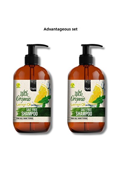 Doxa شامبو خالي من الملح 500 مل - زيت الليمون العضوي، مجموعة من 2 عناية منشطة لجميع أنواع الشعر