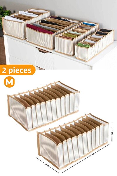 Serstil Μπεζ ριγέ 11 διαμερίσματα Medium Organizer - 2 τεμάχια 15x43x14