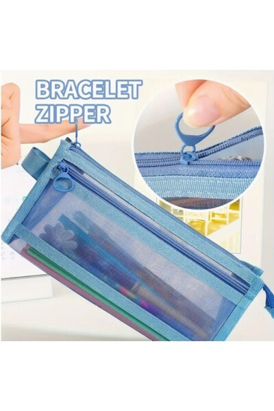 SOSYETEZGAHI Двуслойна мрежеста калъфка за моливи Мини чанта за пътуване с оф...