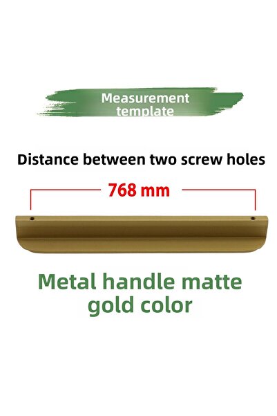Badem10 Teke Mâner metalic auriu mat 768 mm 76,8 cm Mâner dulap bucătărie Mâner mobilă sertar dulap dulap