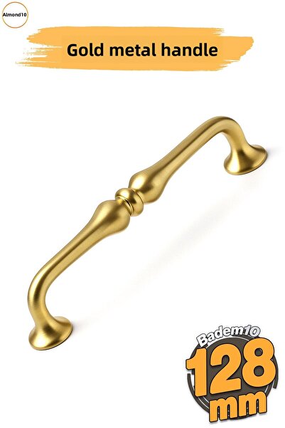 Badem10 Churn Gold Gold Metal 128 mm 12.8 cm Furniture Kitchen Drawer Cabinet Handle Handle Handles