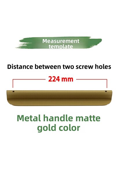 Badem10 Teke Matte Gold Metal Handle 224 mm 22.4 cm Kitchen Cabinet Handle Handle Furniture Drawer Cabinet Handles