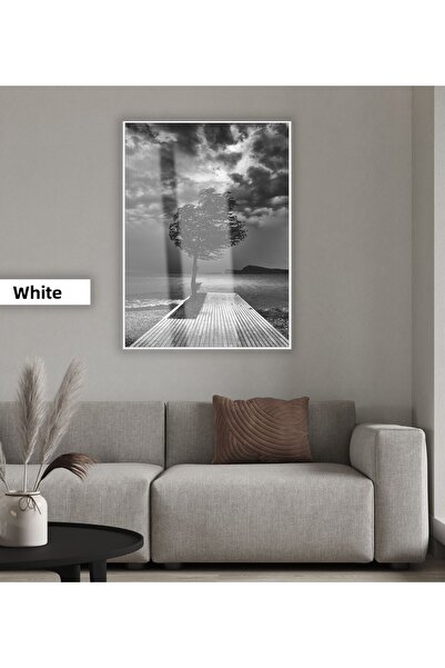 Harikabirev HARİKABİREV | MODEL DE MARE ȘI PĂRĂTĂ NEGRU-ALB | TABLA DE STICLA...