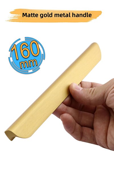 Badem10 Fırat 160 mm Matte Gold Gold Handle Metal Furniture Drawer Kitchen Cabinet Door Handles Handle Cabinet Handle