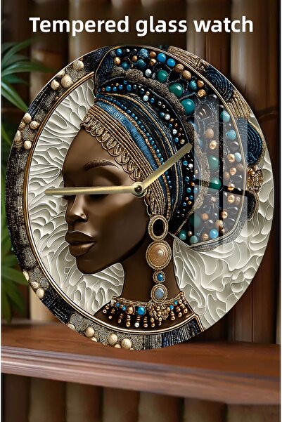 kutuTR ساعة نسائية من الزجاج المقسى بتصميم ثلاثي الأبعاد مستوحاة من أفريقيا - 33 سم CSDW207