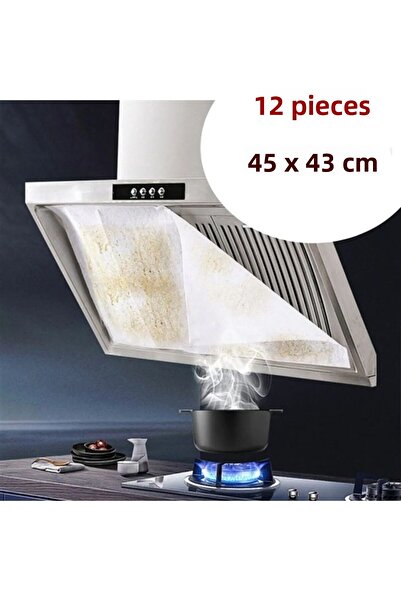 Streak 12 Pieces Hood Aspirator Protective Filter 45X43Cm Oil Absorber Kitchen Anti-Smoke Interlining Paper
