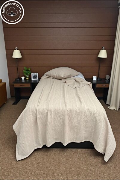 VESSİNOHOME 100% Cotton Single Pique Set with Border (Pique-160X230, Pillowcase-50*70) Soft & Breathable