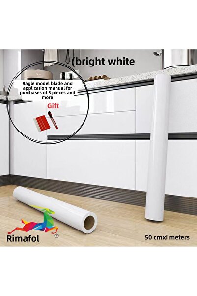 RİMAFOL Folie de acoperire pentru blat și mobilier de bucătărie, autoadeziv, alb strălucitor, 50 cm x 1 metru