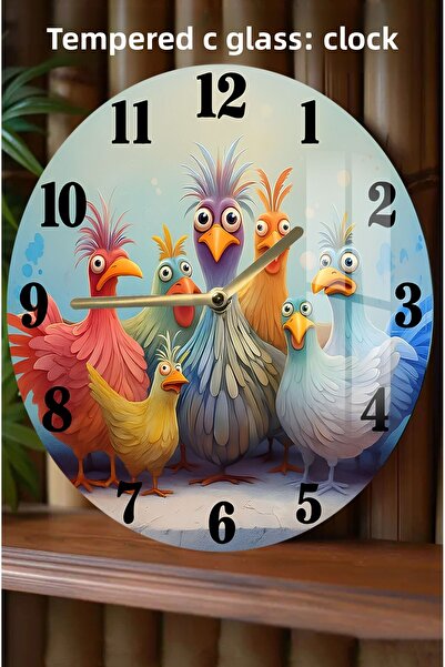 kutuTR Colorful Bird Themed 3D Look Tempered Glass Watch – 33 cm Csdw204